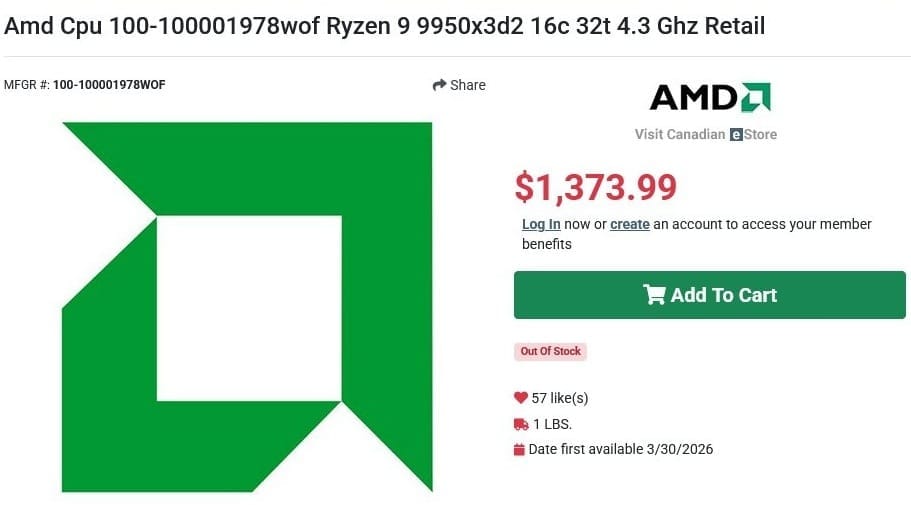 Ryzen 9 9950X3D2に約1000ドルの価格が浮上